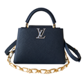 Louis Vuitton Capucines — Taurillon Leather in Marine with Mother-of-Pearl Flower Chain