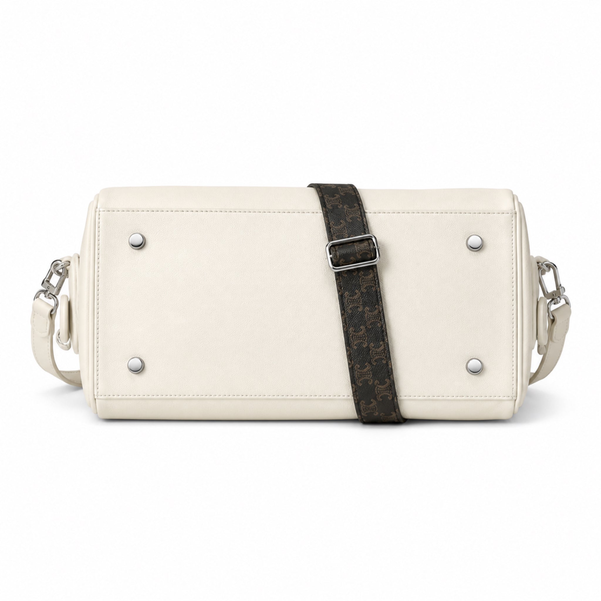 Louis Vuitton Mini Boston — Blanc Ivoire Smooth Calfskin, Dual Top Handles, Detachable Strap & Monogram Tag