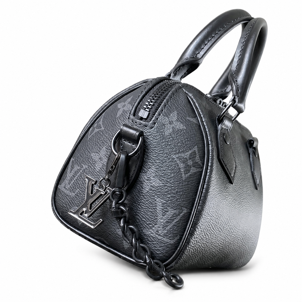 Louis Vuitton Papillon BB — Monogram Eclipse Canvas, All-Black Hardware & Black Chain