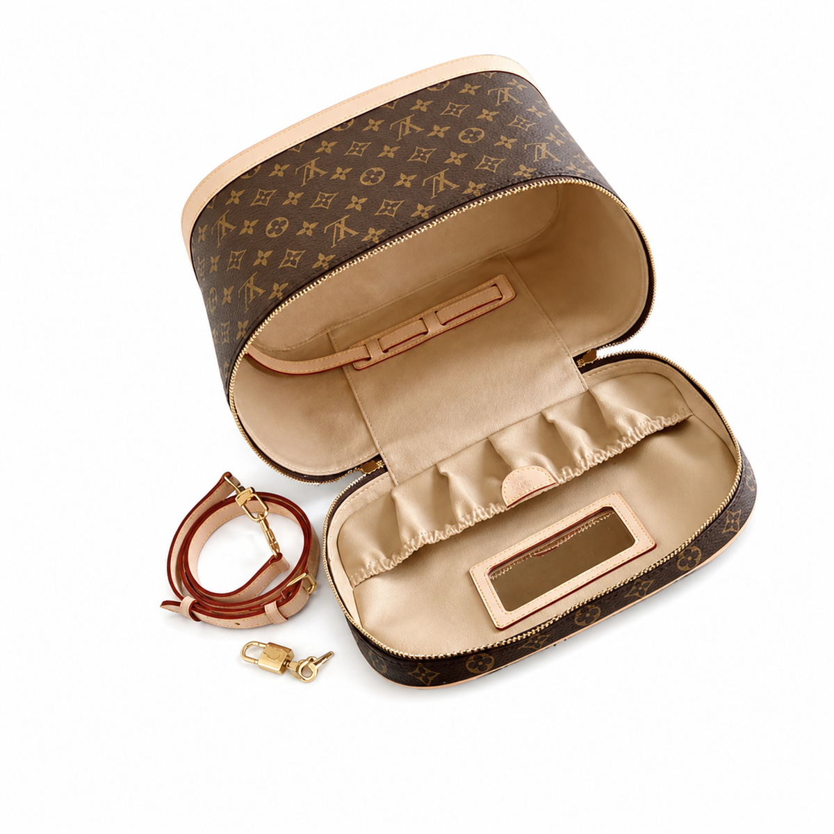 Louis Vuitton Nice BB — Monogram Canvas Vanity Case with Lock & Key
