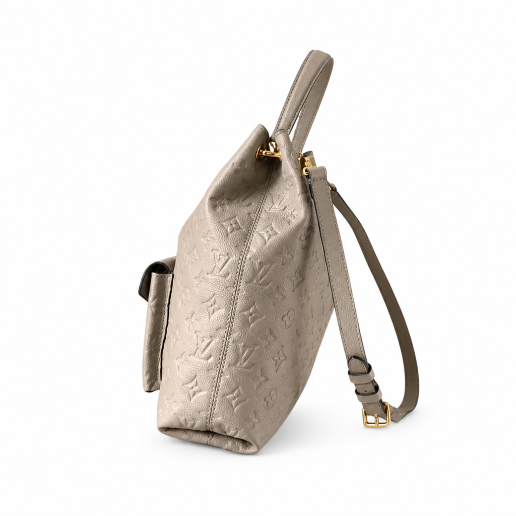 Louis Vuitton Hobo — Tourterelle Empreinte, Gold Square Chain-Link & LV Turn-Lock