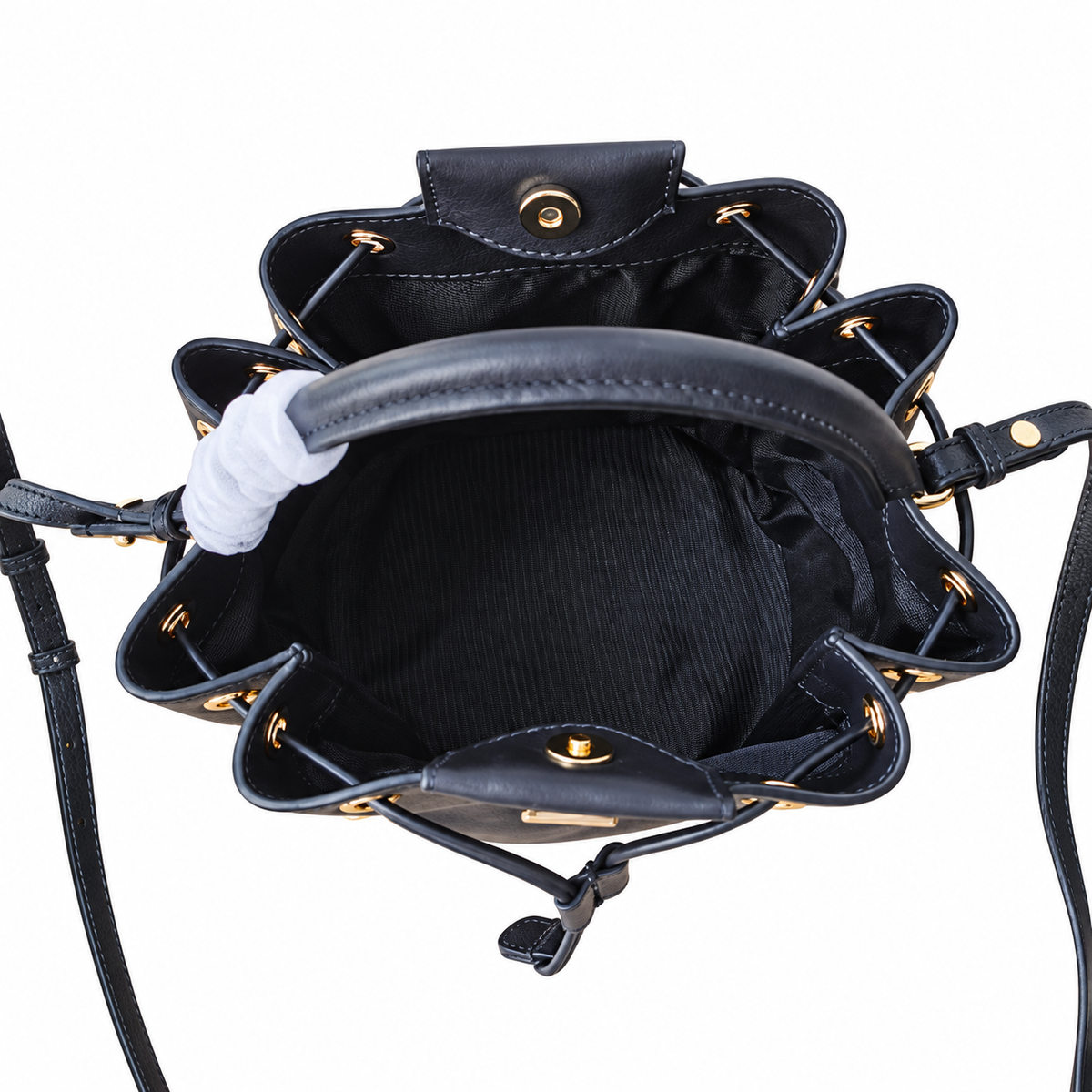 Burberry Signature Black Drawstring Bucket Bag