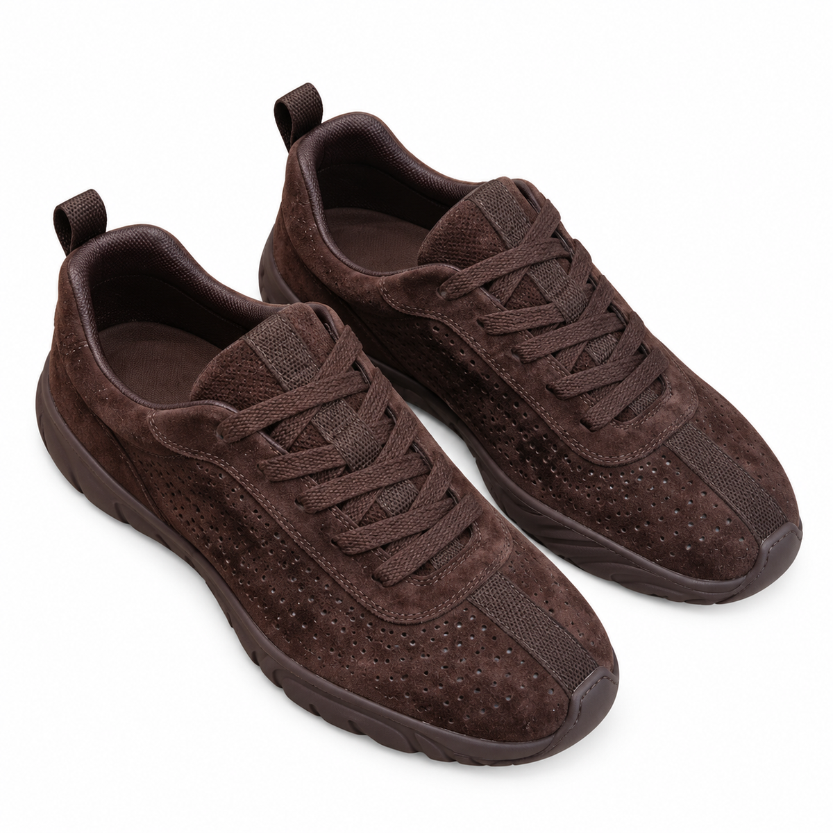 Hermès Dark Brown Perforated Low-Top Sneakers