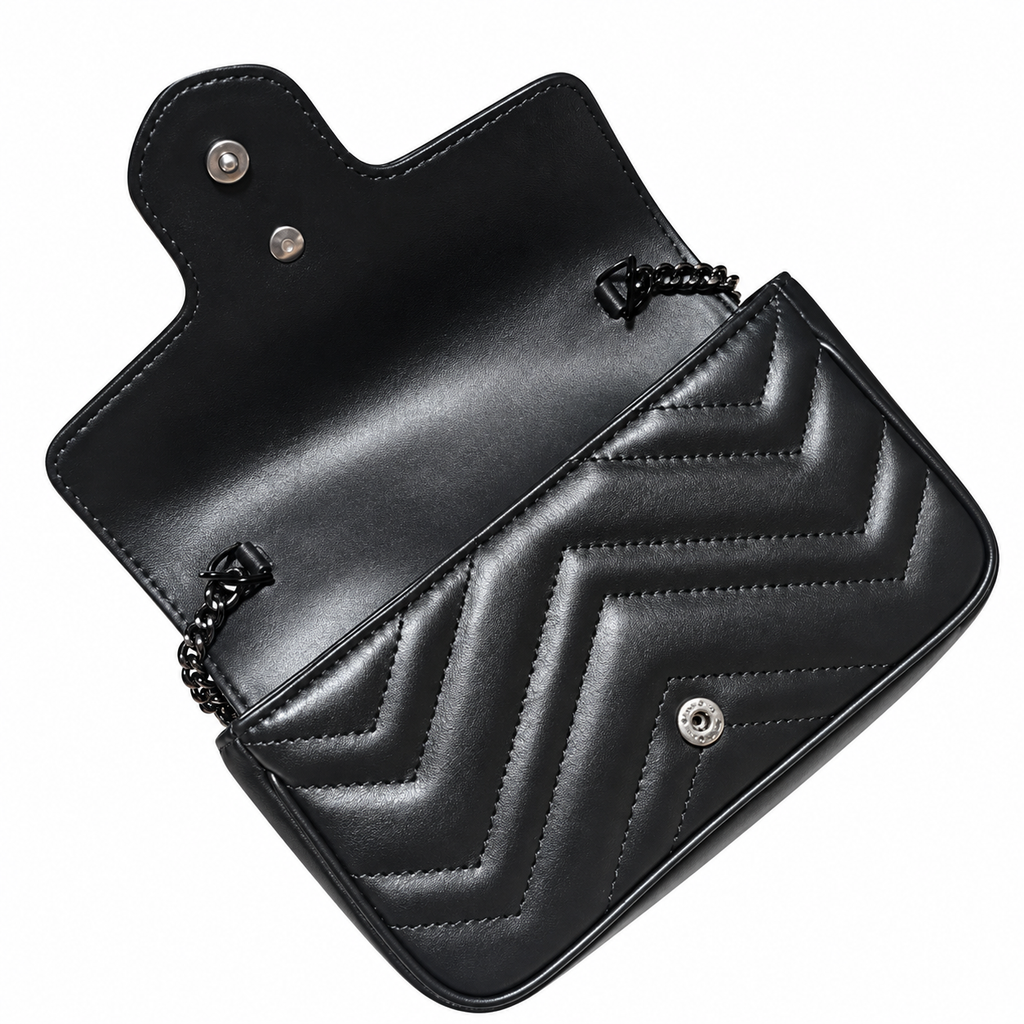 Gucci GG Marmont Super Mini Bag in Tonal Black with Black Hardware