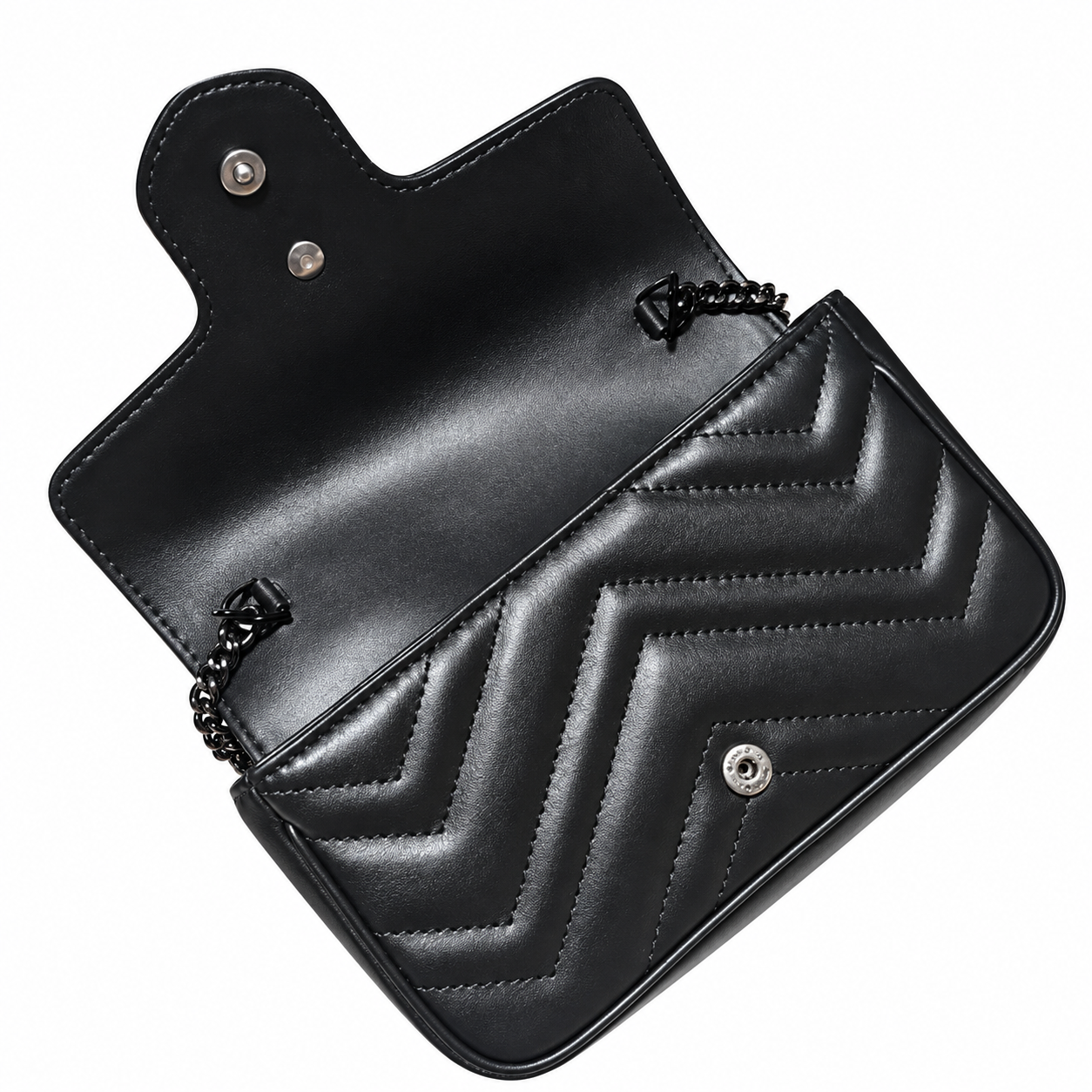 Gucci GG Marmont Super Mini Bag in Tonal Black with Black Hardware