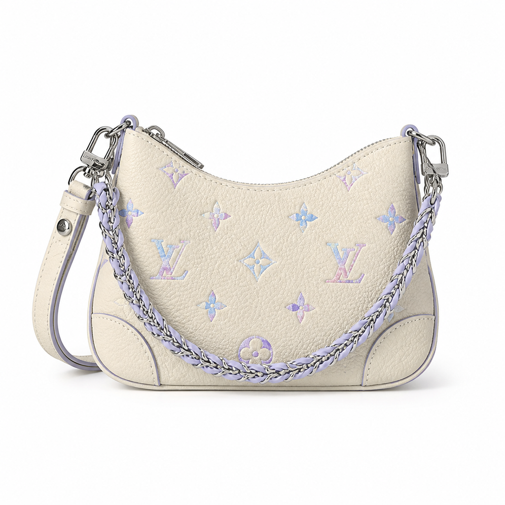 Louis Vuitton Mini Camera Bag — Cream Empreinte, Lavender Braided Chain & Silver Zip