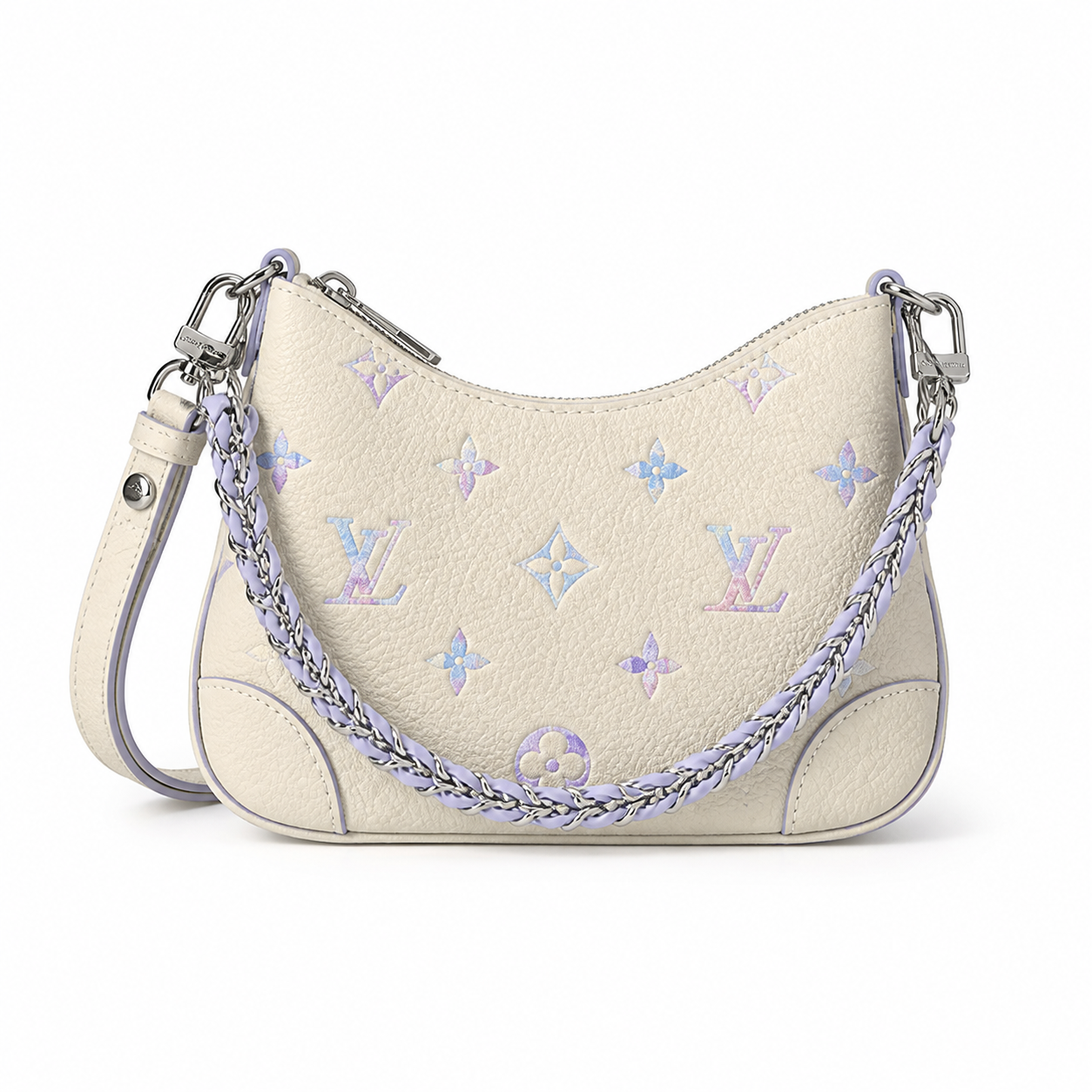 Louis Vuitton Mini Camera Bag — Cream Empreinte, Lavender Braided Chain & Silver Zip