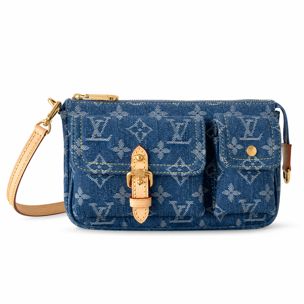 Louis Vuitton Félicie Pochette — Monogram Denim Blue & Vachetta