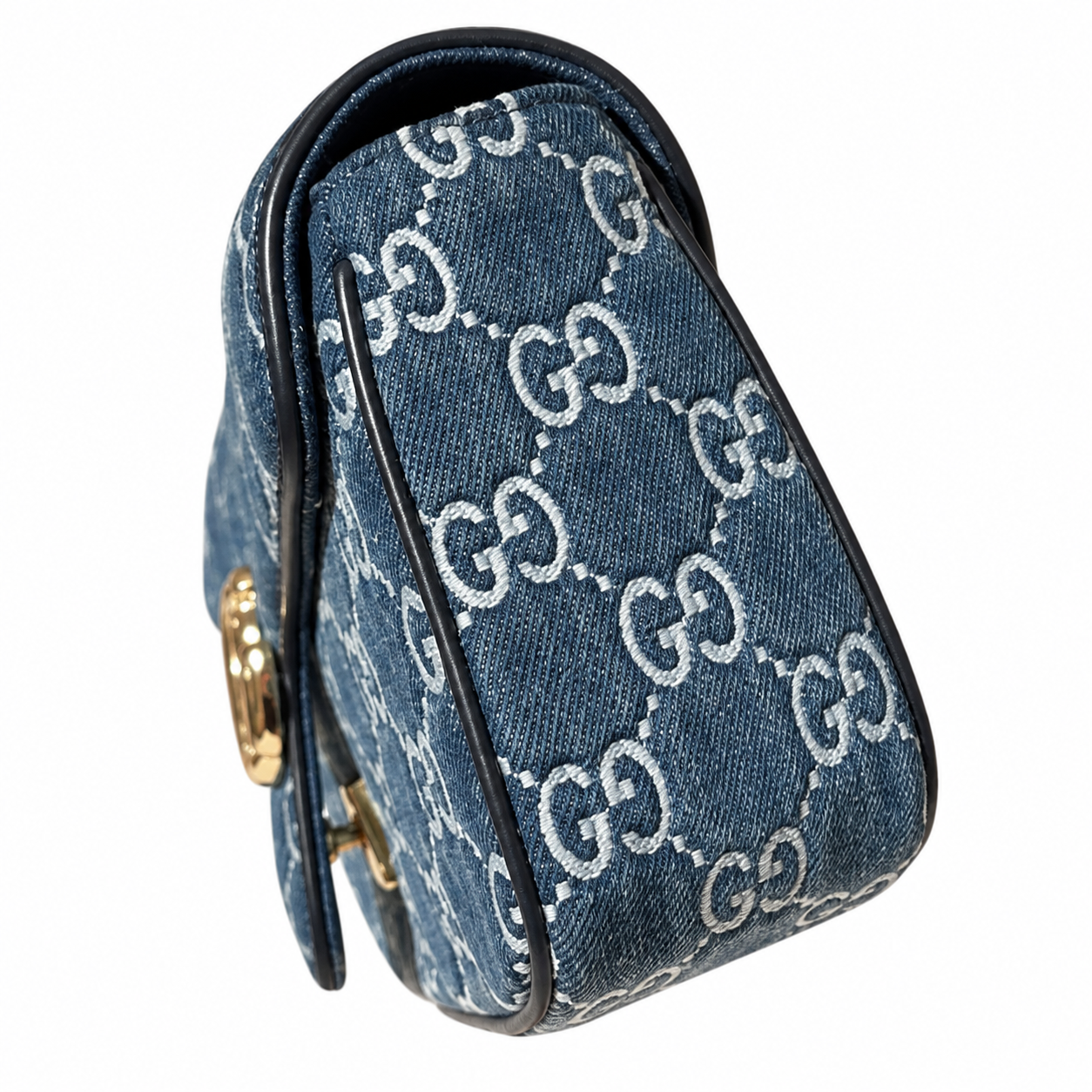 Gucci GG Marmont Wallet-on-Chain in Navy Blue GG Canvas