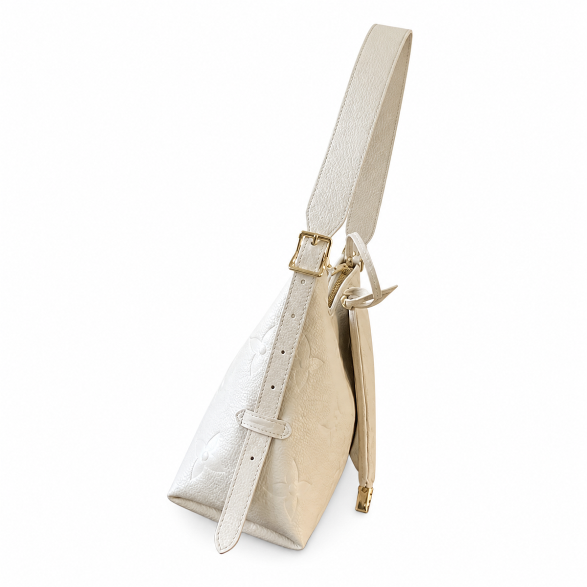 Louis Vuitton Giant Monogram Hobo — Crème Empreinte, Gold Zipper, Stud Feet & Matching Mini Pouch