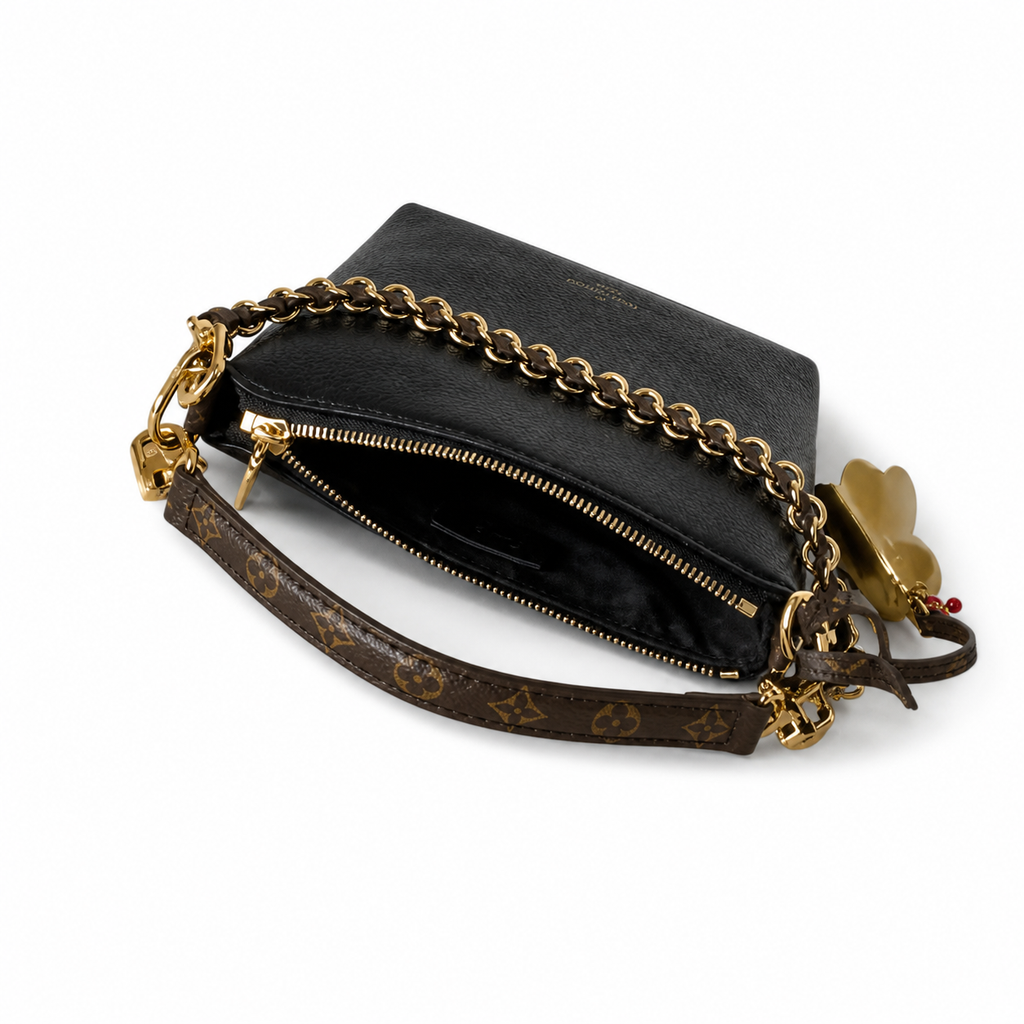 Louis Vuitton Mini Hobo — Black Empreinte, Gold Bear Charm & Monogram Key Pouch