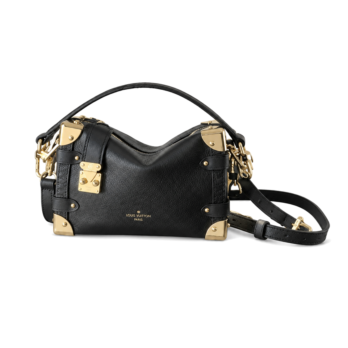 Louis Vuitton Soft Trunk — Noir Empreinte, Eight Gold Corner Plates & Turn-Lock Clasp