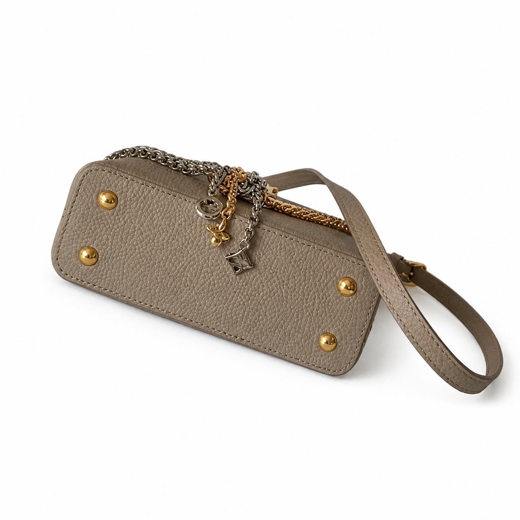 Louis Vuitton Capucines — Tourterelle Taurillon, Floral Charm & Dual Chain