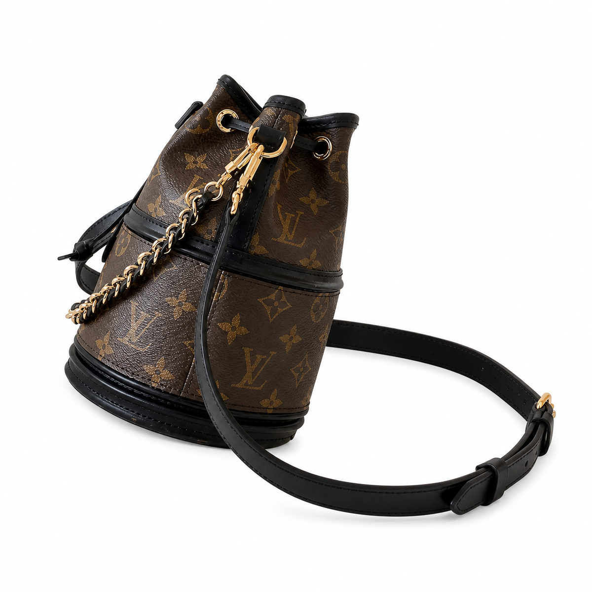 Louis Vuitton Cannes — Monogram Canvas, Black Leather Trim & Gold Stud Base