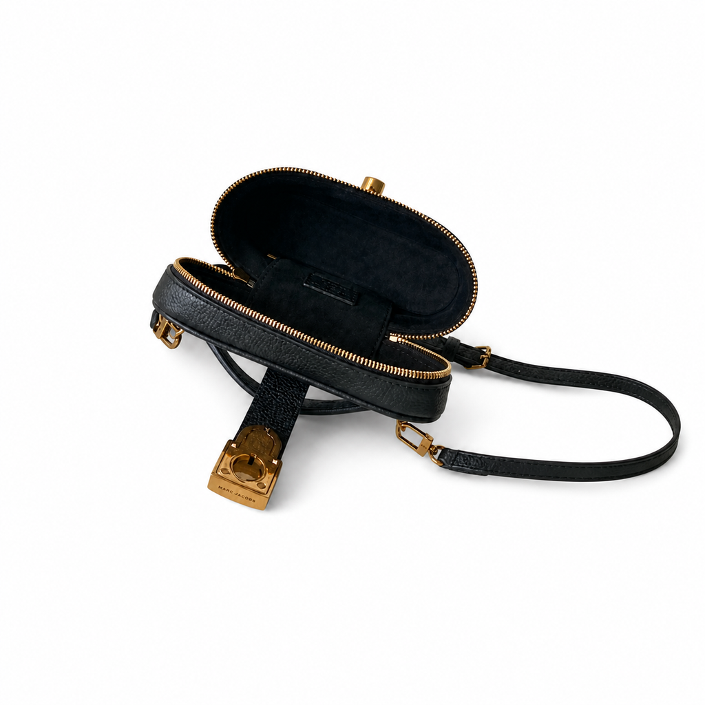 Louis Vuitton Oval Crossbody — Black Empreinte, Antique Gold Padlock & Zip