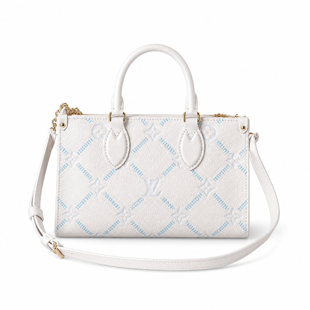 Louis Vuitton OnTheGo BB — Embroidered Monogram Empreinte in Crème & Bleu Glacier