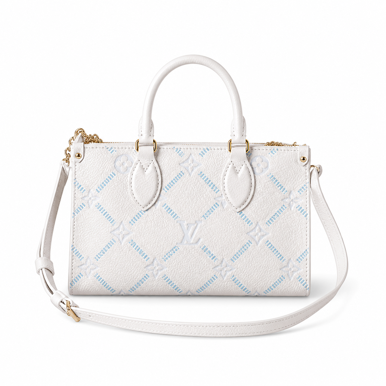 Louis Vuitton OnTheGo BB — Embroidered Monogram Empreinte in Crème & Bleu Glacier