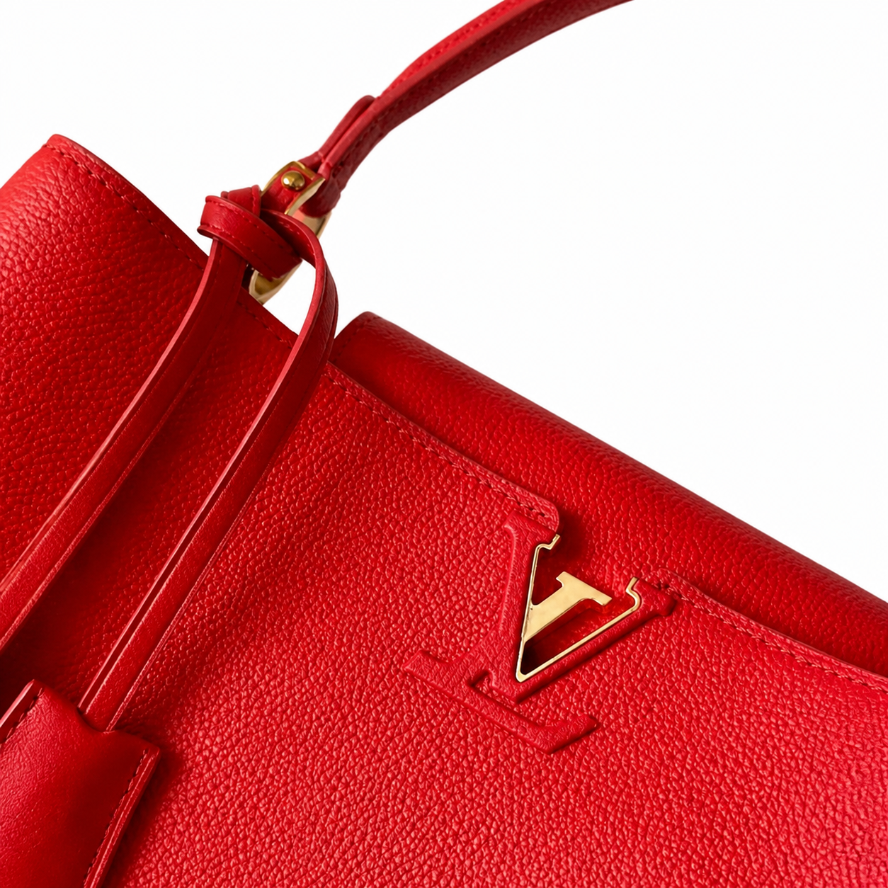 Louis Vuitton Capucines MM — Taurillon Leather in Rouge with Gold LV Lock