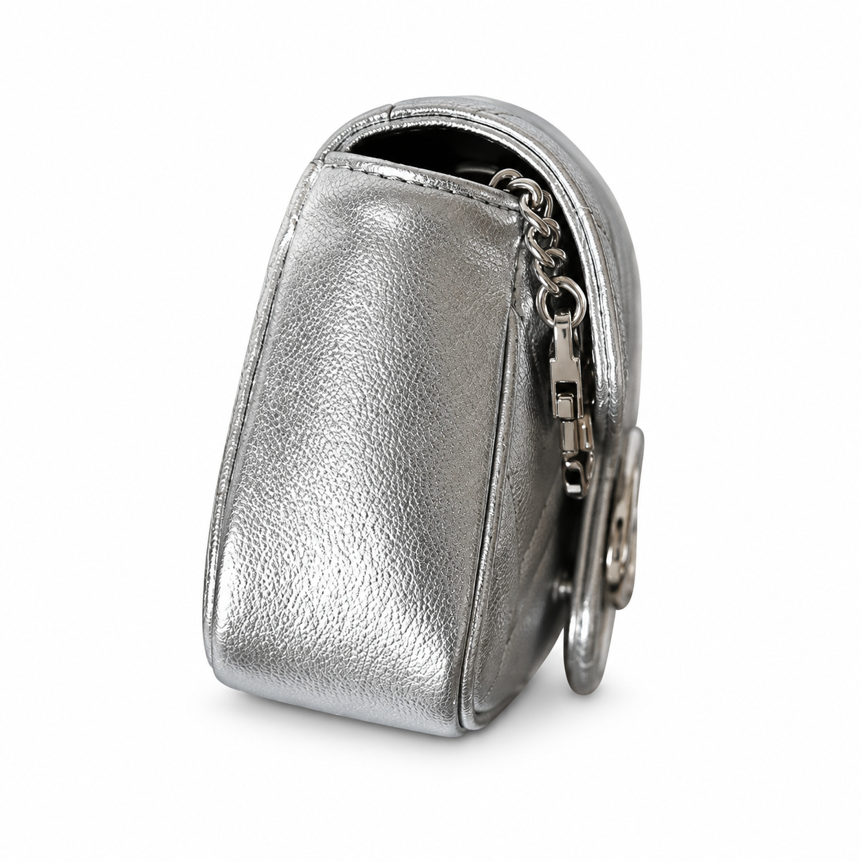 Gucci GG Marmont Mini Bag in Silver Metallic Leather