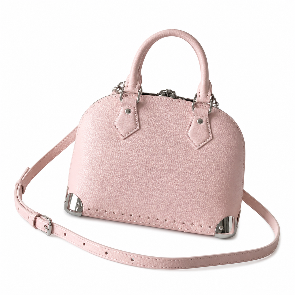 Louis Vuitton Mini Trunk — Blush Pink Embossed Leather, Silver Corner Guards & Chain Handle