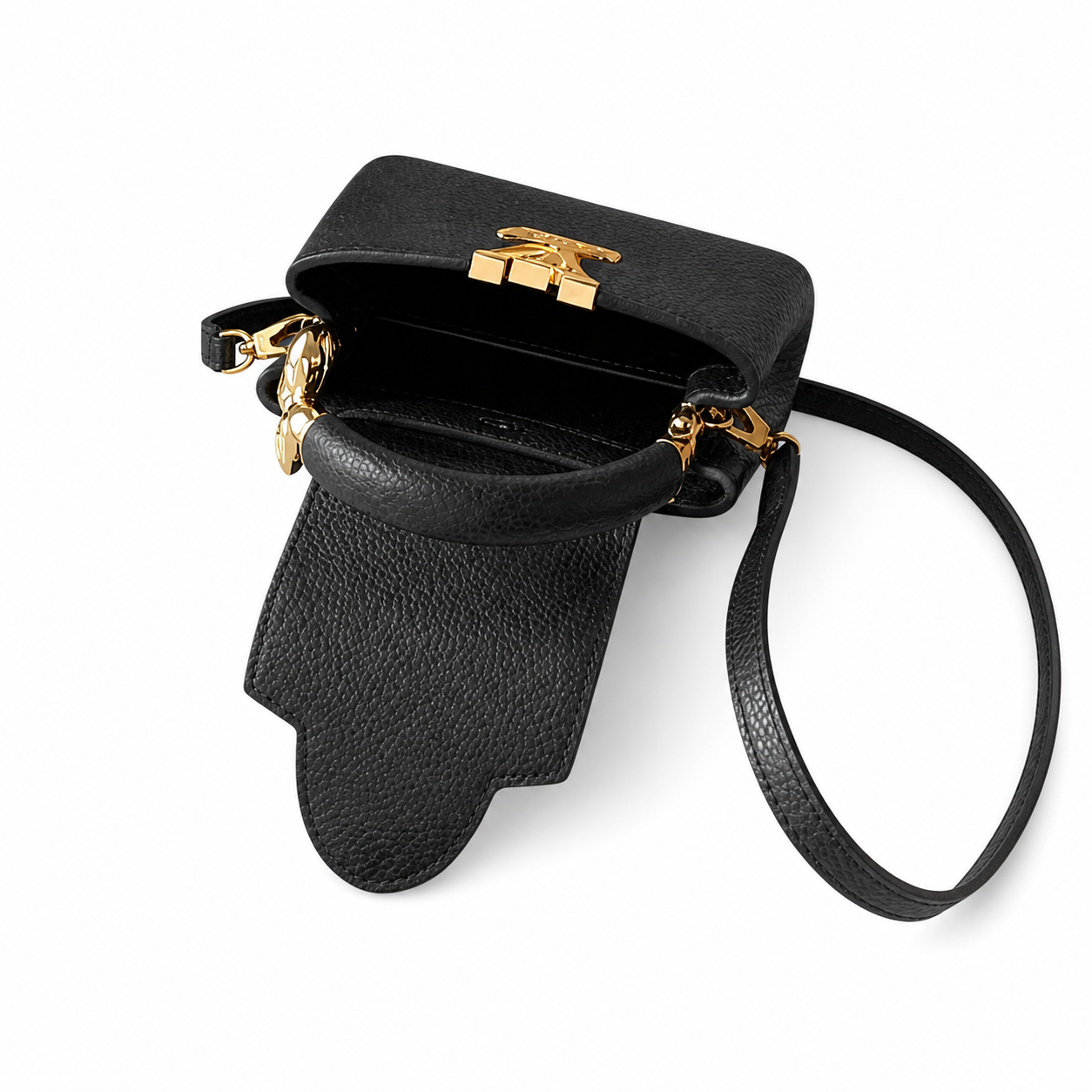 Louis Vuitton Capucines Mini — Taurillon Leather in Noir with Gold Chain Handle & Flower Lock