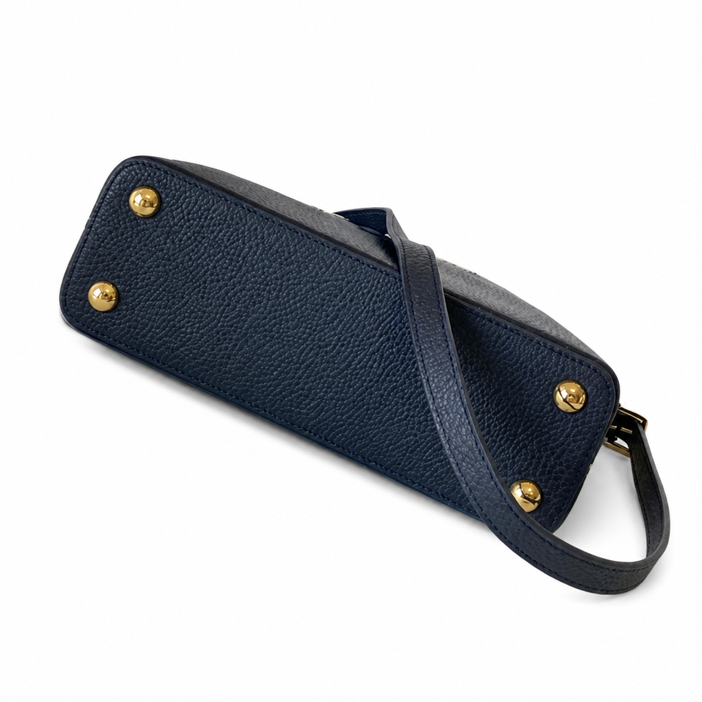 Louis Vuitton Capucines BB — Navy Taurillon, Floral Split LV Clasp & Petal Studs