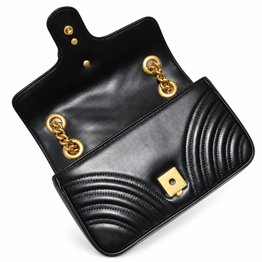 Gucci GG Marmont Small Flap Bag in Black Matelassé