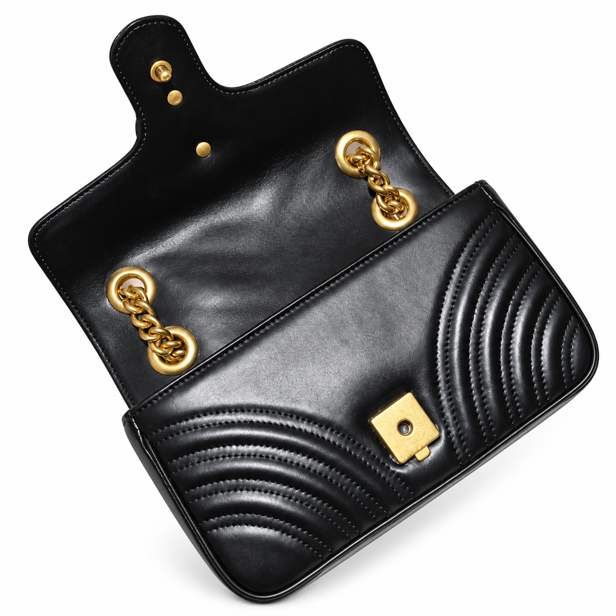 Gucci GG Marmont Small Flap Bag in Black Matelassé