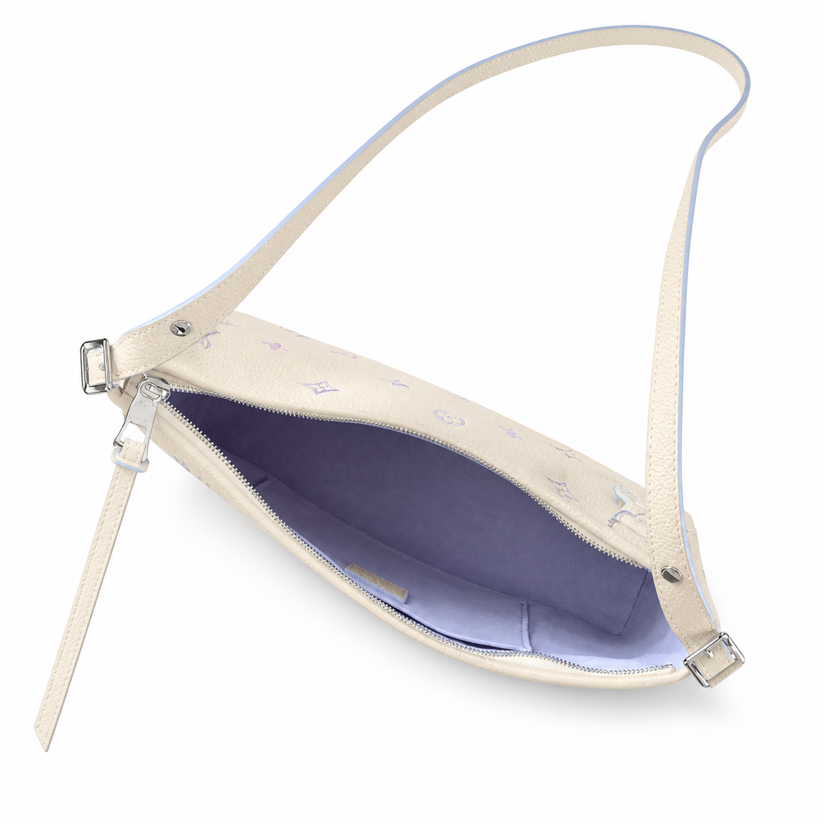 Louis Vuitton Large Shoulder Bag — Cream Empreinte, Iridescent Monogram & Sky Blue Strap