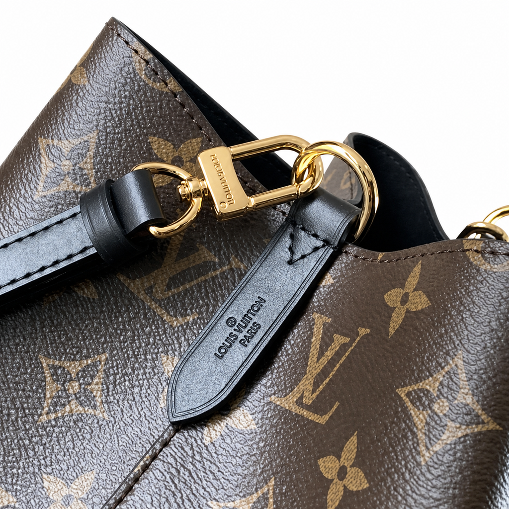 Louis Vuitton Noé GM — Monogram Canvas, Black Leather Trim & Drawstring Closure