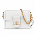 Louis Vuitton Dauphine MM — White Smooth Calfskin, Gold Dauphine Lock & Oval Chain