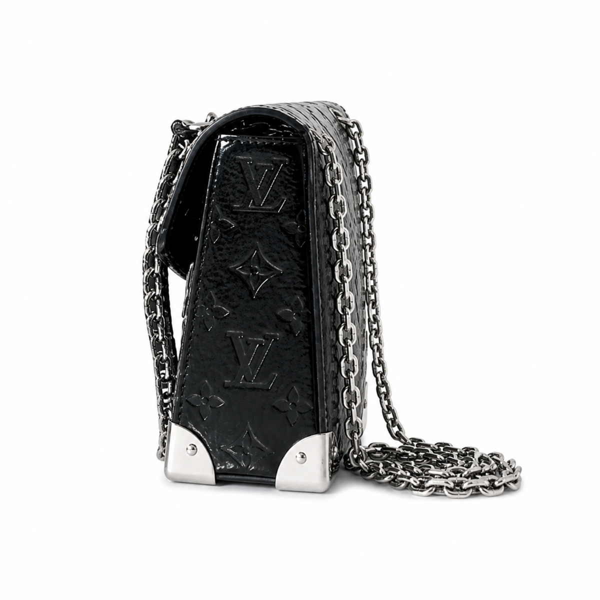 Louis Vuitton Dauphine MM — Noir Patent Monogram Embossed