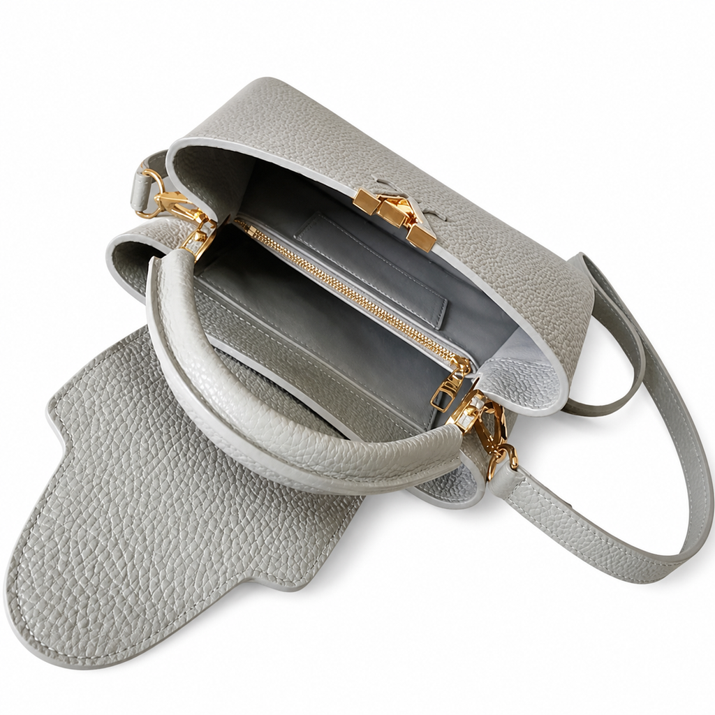Louis Vuitton Capucines BB — Taurillon Leather in Gris Perle with Tonal LV Clasp