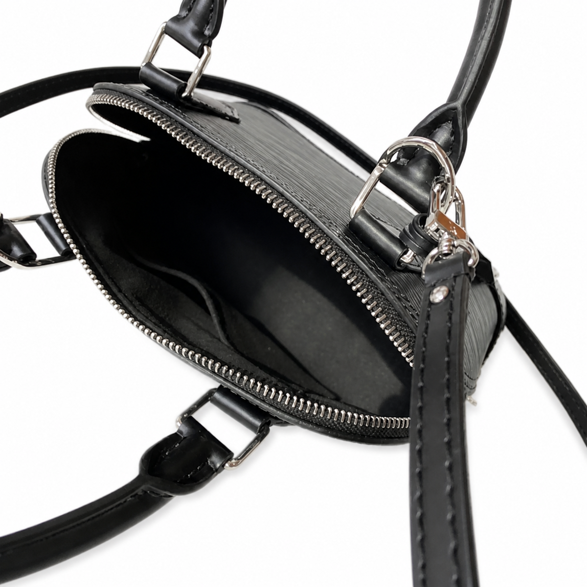 Louis Vuitton Alma BB — Epi Leather in Noir with Silver Lock & Key