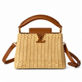 Louis Vuitton Capucines Mini — Hand-Woven Wicker & Cognac Leather