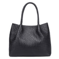 Black Intrecciato Woven Leather Large Tote with Braided Handles