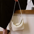 Ivory Pebbled Leather Mini Crescent Shoulder Bag with Wrist Strap