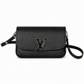 Louis Vuitton Flap Crossbody — Black Epi Leather, Silver Flip-Lock & Violet Suede Interior