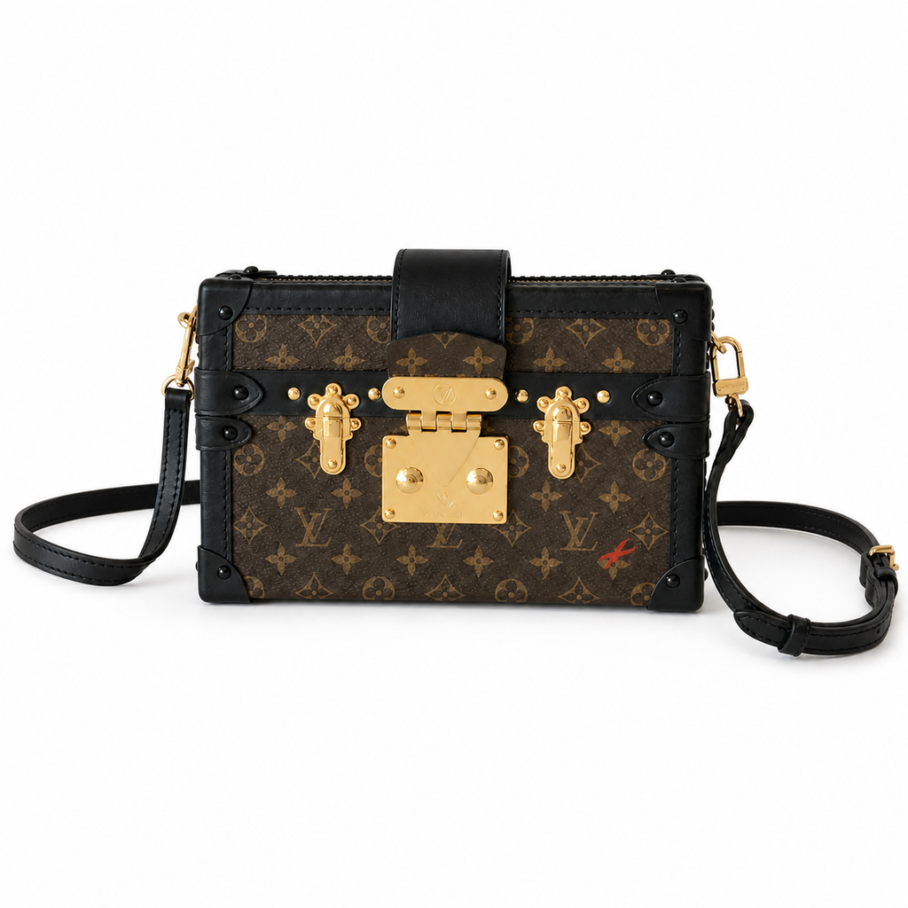 Louis Vuitton Petite Malle — Monogram Canvas & Black Leather