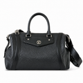 LV Black Grained Leather Boston Bag | Convertible Top Handle & Crossbody