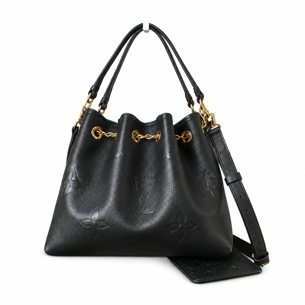 Louis Vuitton NéoNoé MM — Noir Empreinte, Gold Chain Drawstring & Tonal Black Handles