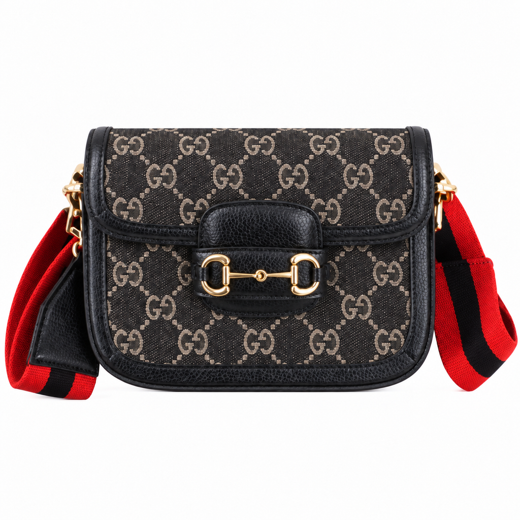 Gucci Horsebit 1955 Mini Crossbody Bag in GG Jacquard Black