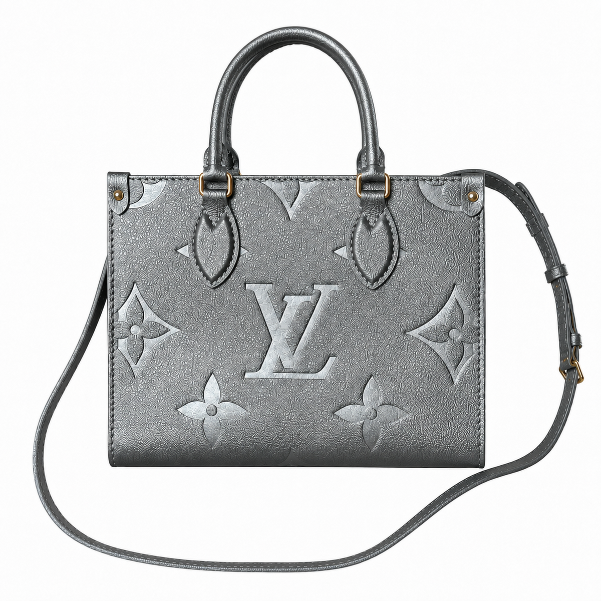 Louis Vuitton Pochette Métis East West — Argent Metallic Giant Empreinte & Wrist Strap