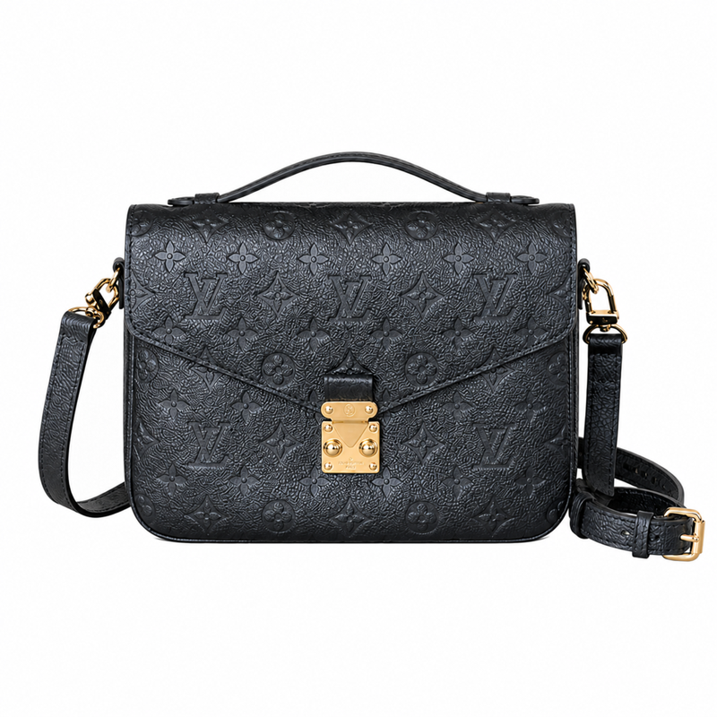 Louis Vuitton Pochette Métis — Black Empreinte, Gold Square Push-Lock, Top Handle & Adjustable Strap