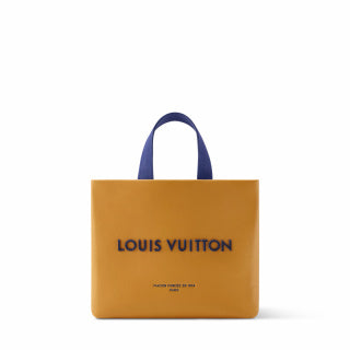 Louis Vuitton Mini Tote — Smooth Leather in Caramel with Cobalt Blue Handles
