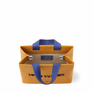 Louis Vuitton Mini Tote — Smooth Leather in Caramel with Cobalt Blue Handles