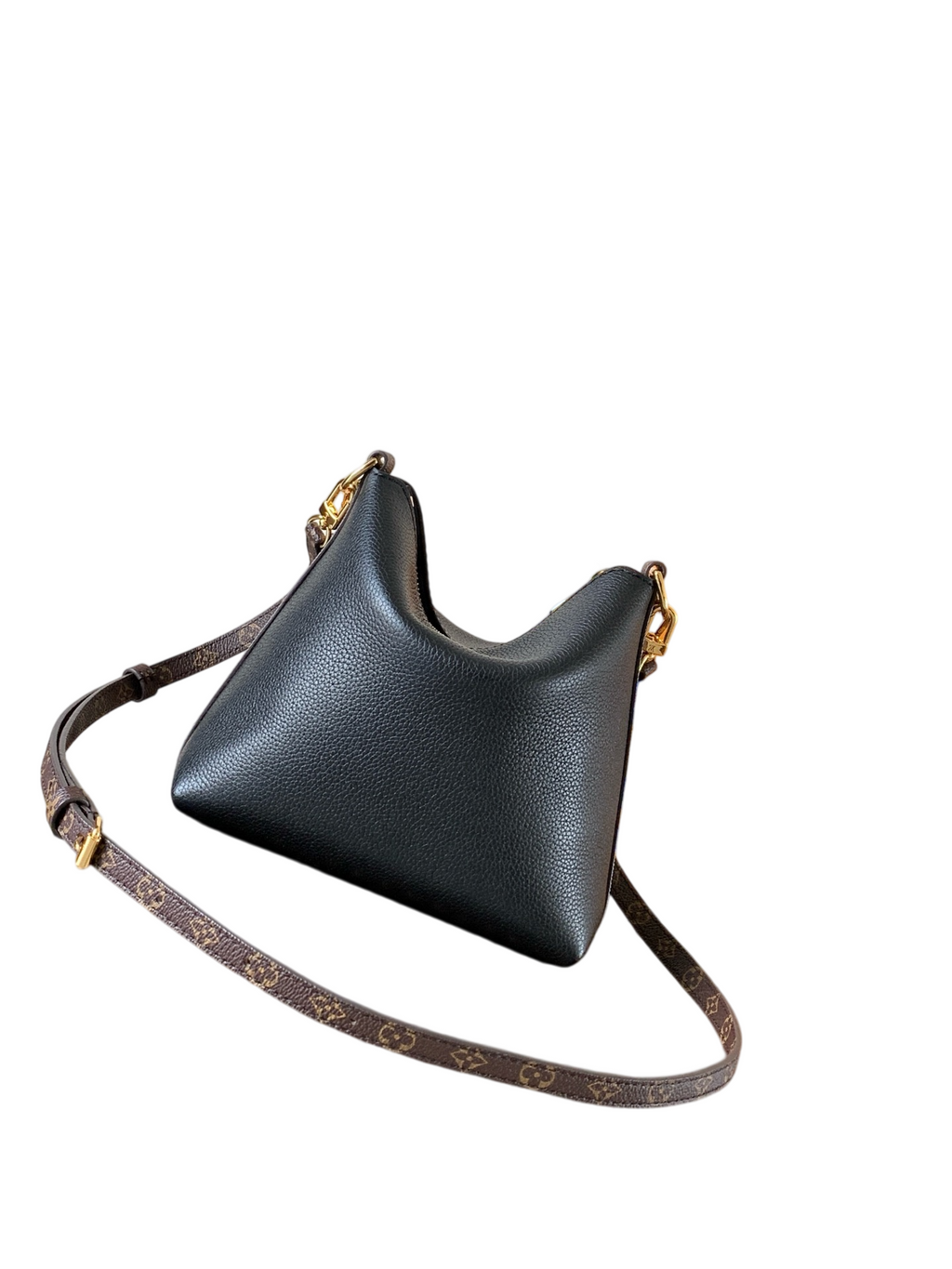 LV Black Grained Leather Clutch Bag | Monogram Strap Mini Bag