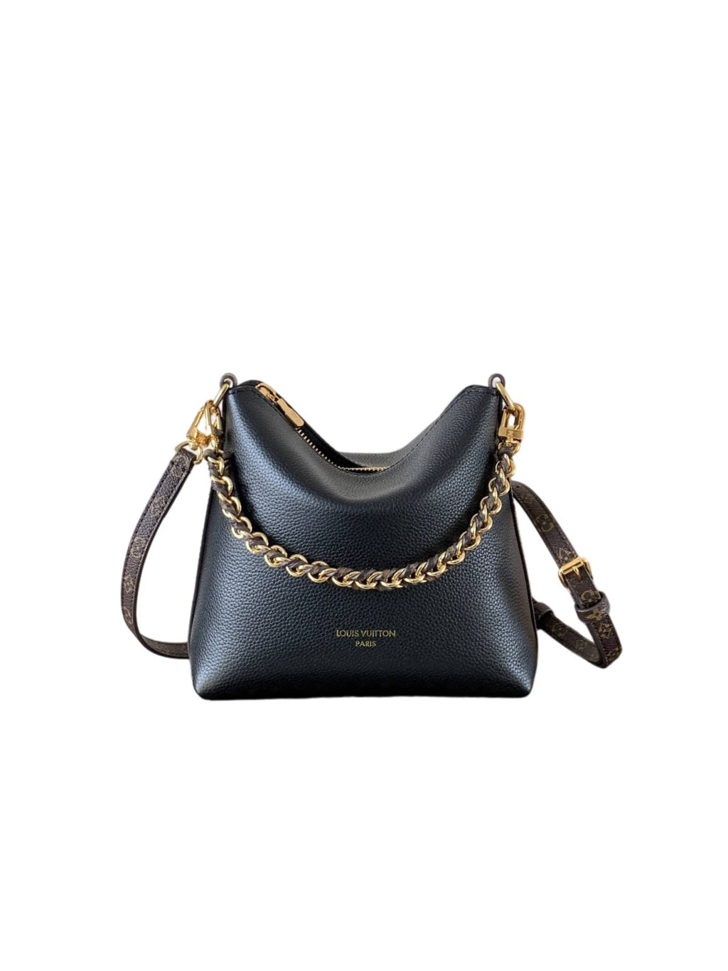 LV Black Grained Leather Clutch Bag | Monogram Strap Mini Bag