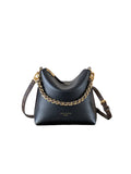 LV Black Grained Leather Clutch Bag | Monogram Strap Mini Bag